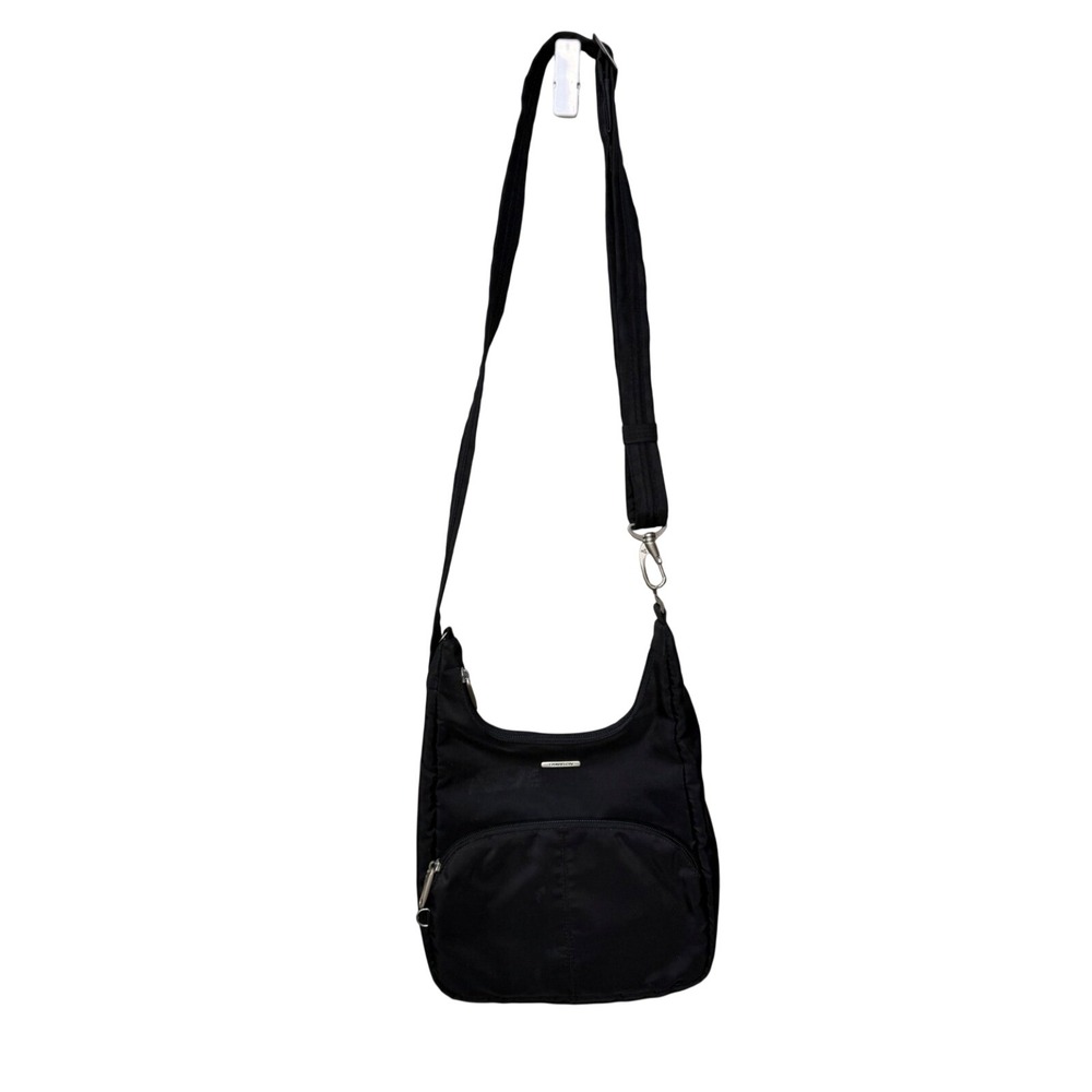 Travelon Black Anti-Theft Crossbody Bag RFID Shielded Pocket Teal Lining